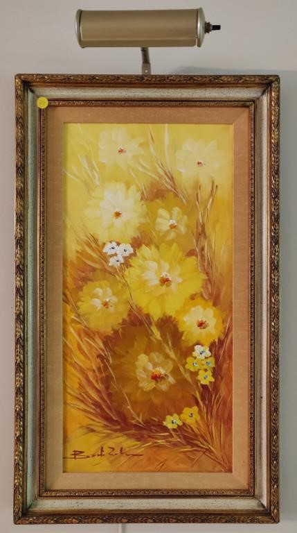 Vintage Painting w/ Light & Framed Piece