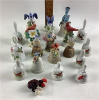 Ceramic bird bells.  Many different shapes, sizes