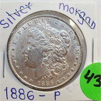 43 - 1886 "P" SILVER MORGAN DOLLAR