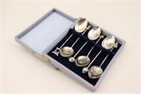 Chinese Silver Figural Spoons. Boxed Set