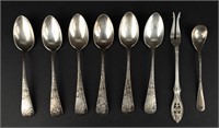 Lot of 8 Antique Mixed Sterling Silver Spoons