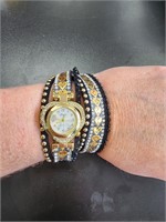 Bracelet style wrap around watch with crystals