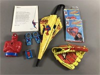 1980s-90s Spiderman Collectible Lot w/ Umbrella