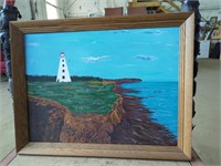 Framed Signed Original Painting of Lighthouse