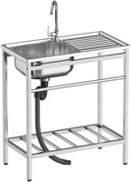 $106  Stainless Steel Sink Set w/Faucet & Drain