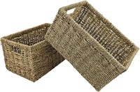 Storage Basket, Seagrass, Hand-Woven 13.25x8.3x7