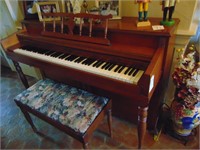 Winter Piano with Piano Bench and Lamp