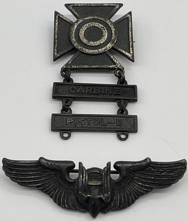 WWII Aerial Gunner Wings & Medal, Sterling