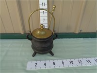 Antique Fire Starter Pot Cast Iron & Brass