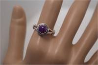Sterling Copper/Purple Turquoise Ring  Sz 7-1/2