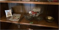 Shelf Contents: Bolo Tie; Horse Ornaments; Brass
