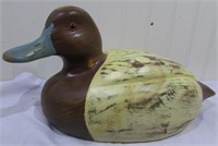 Primitive carved and painted Bluebill duck decoy,