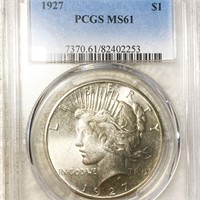 1927 Silver Peace Dollar PCGS - MS61