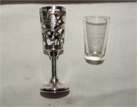 Sterling Pierced Grapevine Pattern Cordial Glasses