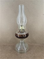 Vtg Clear Glass Eagle Oil Lamp