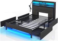 Twin Bed Frame with Storage  Charging  Lights-$300