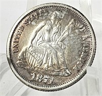 Scarcer 1871-P Seated Liberty Dime Nice Looking XF