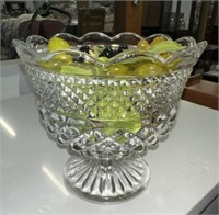 CRYSTAL GLASS BOWL WITH ARTIFICIAL GRAPES