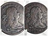 2 1806 Draped Bust Half Cents VG/F