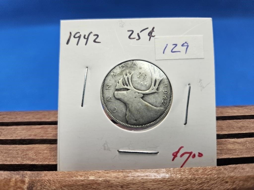 1-1942 SILVER 25 CENT COIN