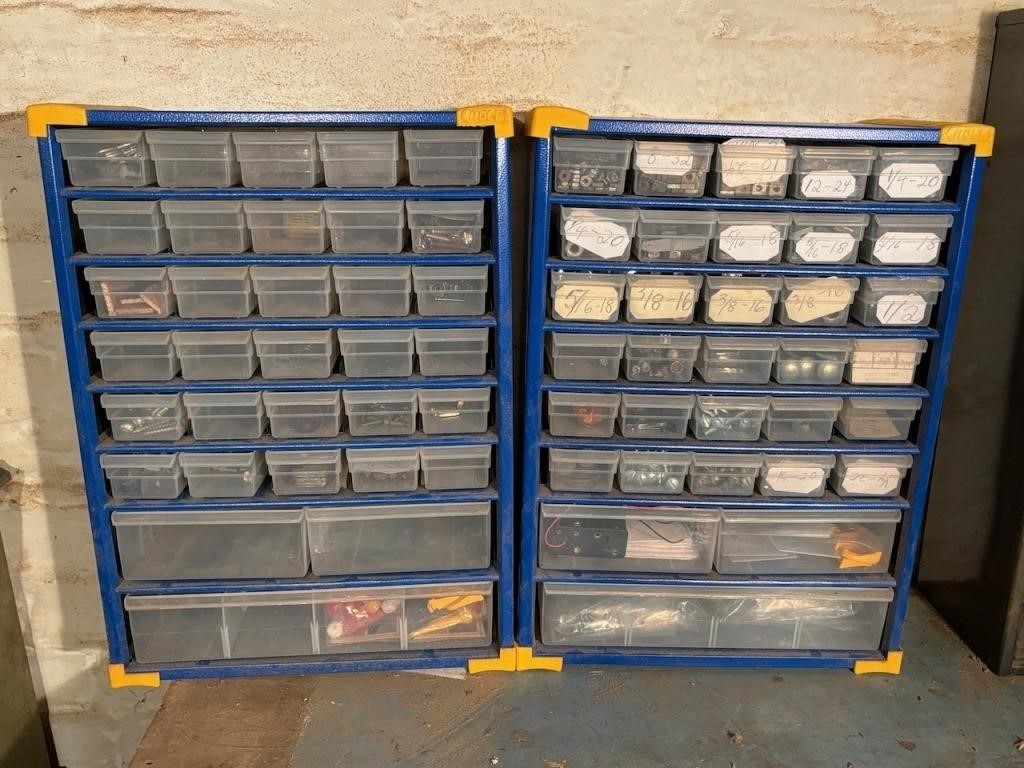 Pair of Plastic Parts Organizers w/ Contents