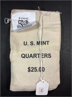 U.S. Mint sewn bag $25 of 2005-D Kansas quarters