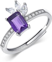 Natural 1.00ct Amethyst & White Topaz Open Ring