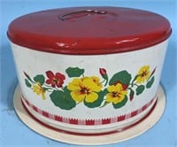 Mid Century Floral Locking Tin Cake Carrier