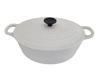 Le Creuset #25 Oval White Enamel Dutch Oven