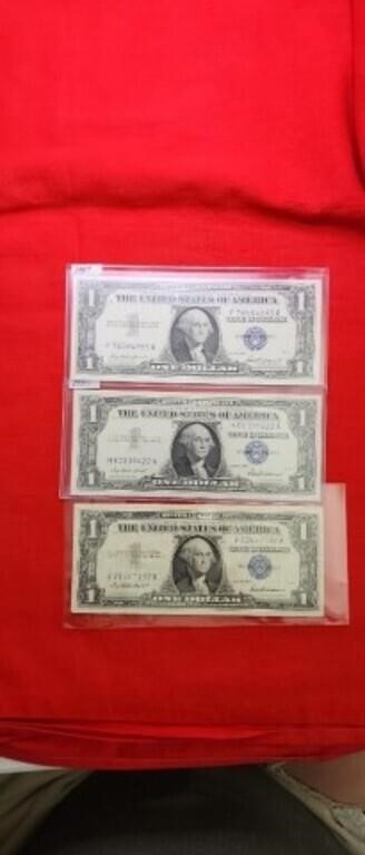 3- 1957 $1 Silver Certificates