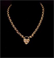 9ct yellow gold chain and diamond padlock necklace