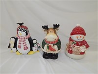 Penquins, Moose & Snowman Cookie Jars
