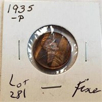 1935 Wheat Cent F