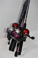 5 Fishing Rods & Reels. Zebco, Sling Shot