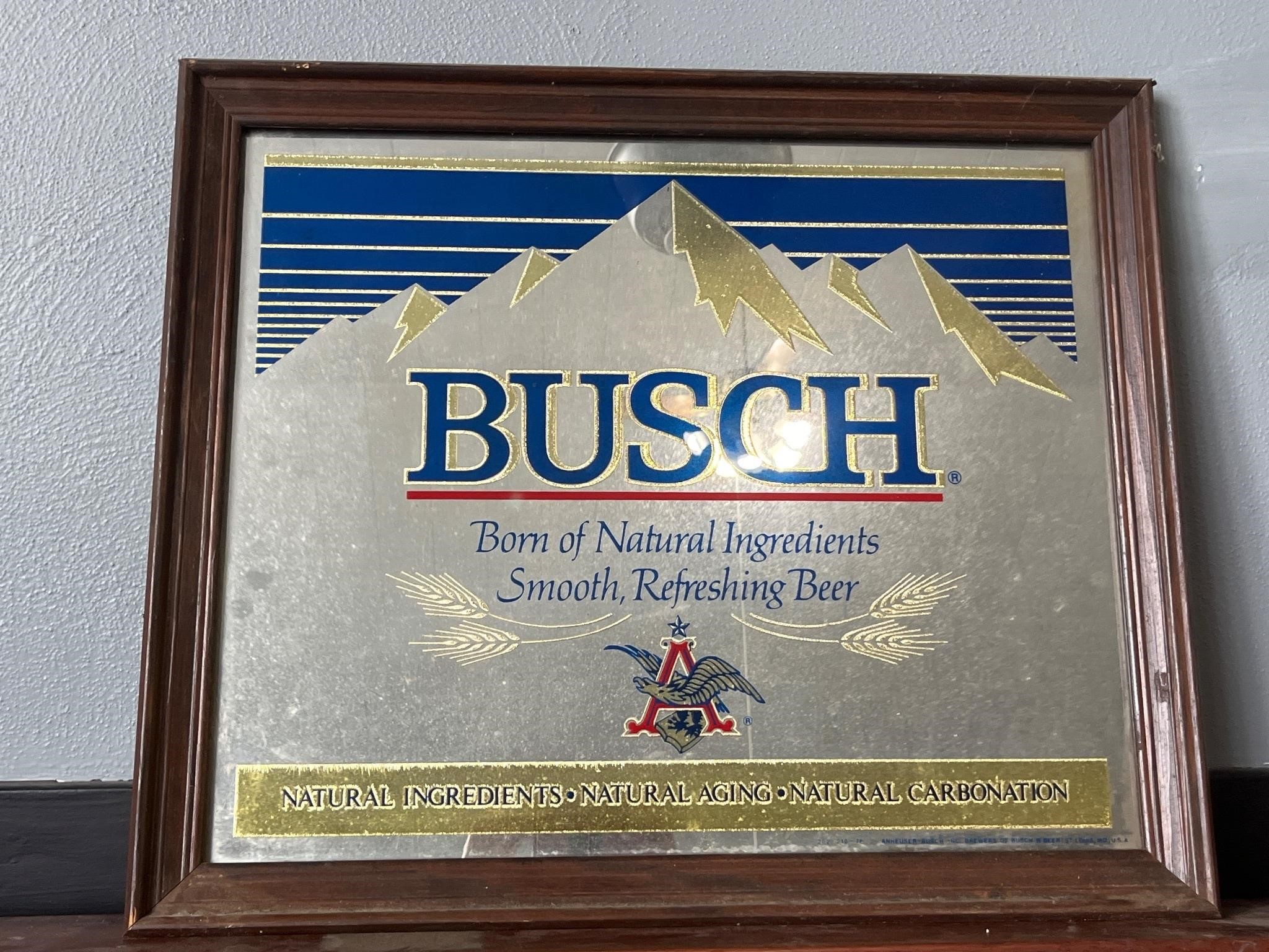 Vintage Anheuser Busch beer framed mirror sign