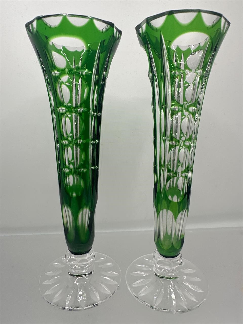 Emerald Green crystal bud vases