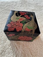 Vintage Peacock Tri-Tray Plastic Jewelry Box