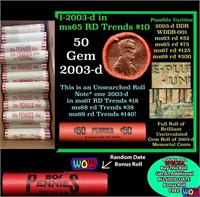 THIS AUCTION ONLY! BU Shotgun Lincoln 1c roll, 200