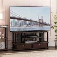 E2841  Furinno JAYA TV Stand, 55" TV, Walnut/Black