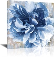 Blue Flower Wall Art,Navy Blue