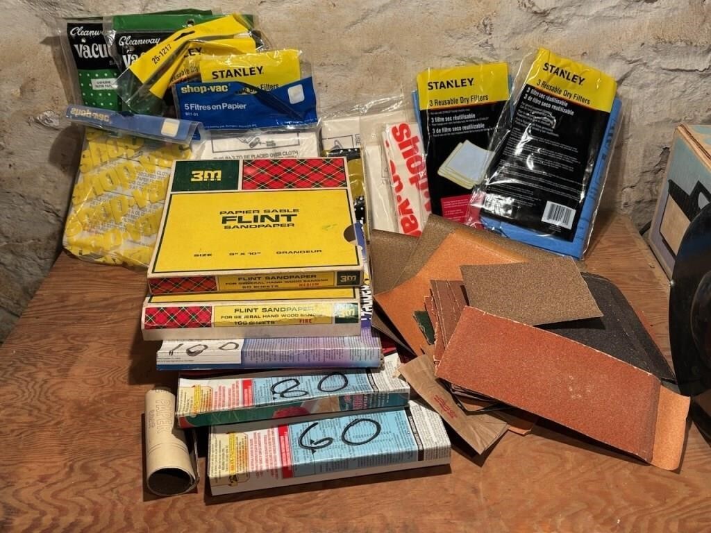 Large Assortment of Vacuum Bags and Sandpaper