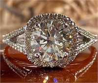 3.12 Ct Round Cut Halo Diamond Ring 14 Kt