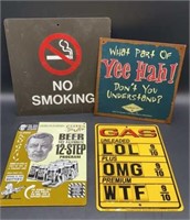 (4) Misc Metal Signs
