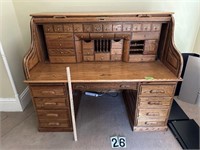 Like New "S" Rolltop Desk w/pigeonholes (26) Extra