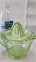 Vintage green depression glass glass juicer and