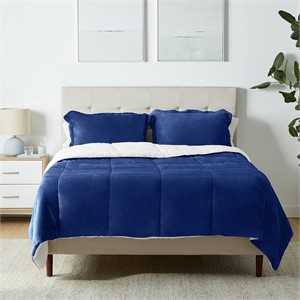 $75 (Q) Micromink Sherpa Comforter Bed Set