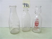 (3) Milk Bottles - (1) Silvis Farms,