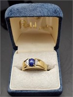 10KT Blue Sapphire Ring Size 10 3.79 Grams