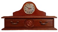 MEN'S WOOD VALET BOX with CLOCK for DRESSER TOP