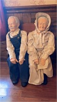 Vtg. 32” Old Man & Old Woman Porcelain Type Doll